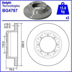 stabdžių diskas (1vnt)
                                DELPHI                                                BG4787, Nenuro