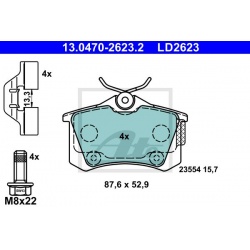 stabdžių trinkelių rinkinys, diskinis stabdys ATE Ceramic
                                13.0470-2623.2, ATE, 130470-2623