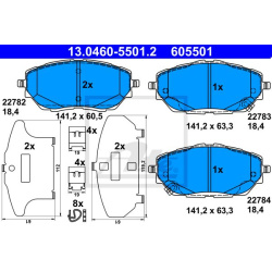 stabdžių trinkelių rinkinys, diskinis stabdys
                                ATE                                13.0460-5