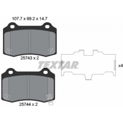 stabdžių trinkelių rinkinys, diskinis stabdys
                                TEXTAR                                      