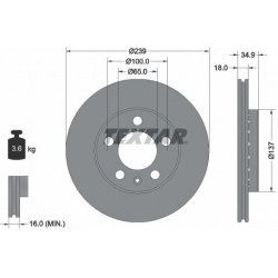 stabdžių diskas (1vnt) PRO
                                TEXTAR                                                92106803, 