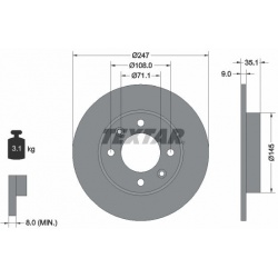 stabdžių diskas (1vnt) PRO
                                TEXTAR                                92111703, TEXTAR, 92111703
