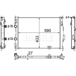 Aušinimo radiatorius
                                MAHLE                                CR 1074 000S, MAHLE, CR1074000S, a