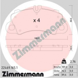stabdžių trinkelių rinkinys, diskinis stabdys
                                ZIMMERMANN                                  