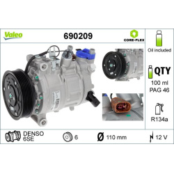 kompresorius, oro kondicionierius VALEO CORE-FLEX
                                                690209, VALEO, 690209, auto