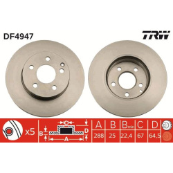 Stabdžių diskai (2vnt), priekis, PREMIUM kokybė
TRW DF4947,