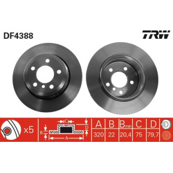 Stabdžių diskai (2vnt), galiniai, PREMIUM kokybė
                                TRW                                DF4388