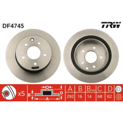 Stabdžių diskai (2vnt), galiniai, PREMIUM kokybė
                                TRW                                DF4745