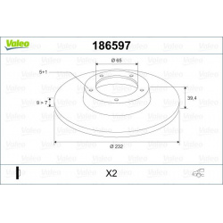 stabdžių diskas (1vnt)
                                VALEO                                186597, VALEO, 186597, auto det
