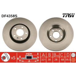 Stabdžių diskas (1 VNT), priekis, PREMIUM kokybė
                                TRW                                DF4358