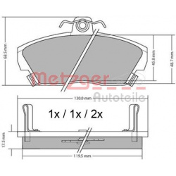stabdžių trinkelių rinkinys, diskinis stabdys GREENPARTS
                                METZGER                          