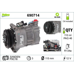 Kompresorius, oro kondicionierius VALEO RE-GEN REMANUFACTURED
                                                690714, VALEO, 