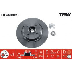 stabdžių diskas (1vnt) TRW SINGLE
                                DF4690BS, TRW, DF4690BS, auto detalė