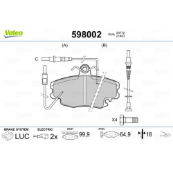 stabdžių trinkelių rinkinys, diskinis stabdys
                                VALEO                                       