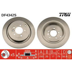 Stabdžių diskas (1 VNT), galinis, PREMIUM kokybė
                                TRW                                DF4342