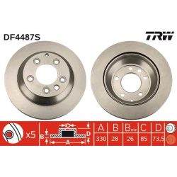 stabdžių diskas (1vnt) TRW SINGLE
                                DF4487S, TRW, DF4487S, auto detalė