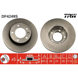 Stabdžių diskas (1 VNT), priekis, PREMIUM kokybė
                                TRW                                DF4249