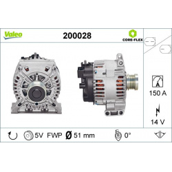 kintamosios srovės generatorius VALEO CORE-FLEX
                                                200028, VALEO, 200028, auto 