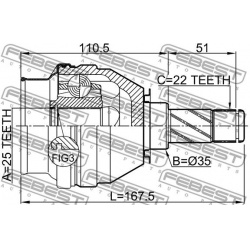 pusašio šarnyras
                                FEBEST                                1811-Z18X, Nenurodytas gamintojas, 1