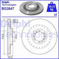 stabdžių diskas (1vnt)
                                DELPHI                                                BG3847, Nenuro