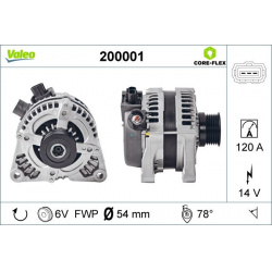 kintamosios srovės generatorius VALEO CORE-FLEX
                                                200001, VALEO, 200001, auto 