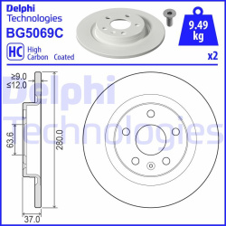 stabdžių diskas (1vnt)
                                DELPHI                                                BG5069C, Nenur