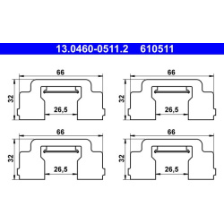 priedų komplektas, diskinių stabdžių trinkelės
ATE