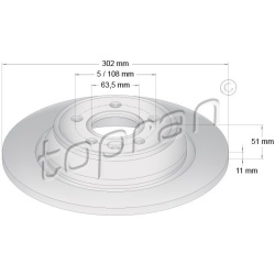stabdžių diskas (1vnt) COATED
                                TOPRAN                                                303 969