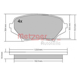 stabdžių trinkelių rinkinys, diskinis stabdys
                                METZGER                                     