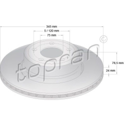 stabdžių diskas (1vnt) COATED
                                TOPRAN                                502 105, Nenurodytas ga