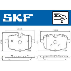 stabdžių trinkelių rinkinys, diskinis stabdys
                                SKF                                         