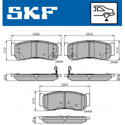 stabdžių trinkelių rinkinys, diskinis stabdys
                                SKF                                         