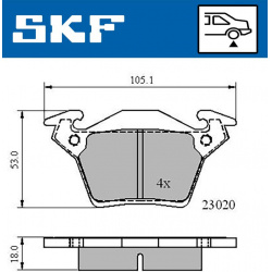 stabdžių trinkelių rinkinys, diskinis stabdys
                                SKF                                         