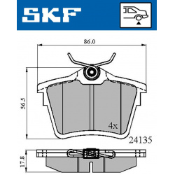 stabdžių trinkelių rinkinys, diskinis stabdys
                                SKF                                         