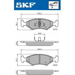 stabdžių trinkelių rinkinys, diskinis stabdys
                                SKF                                         