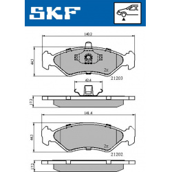 stabdžių trinkelių rinkinys, diskinis stabdys
                                SKF                                         