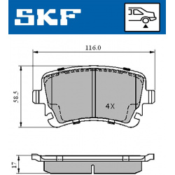 stabdžių trinkelių rinkinys, diskinis stabdys
                                SKF                                         