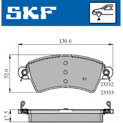 stabdžių trinkelių rinkinys, diskinis stabdys
                                SKF                                         