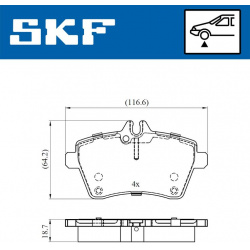 stabdžių trinkelių rinkinys, diskinis stabdys
                                SKF                                         