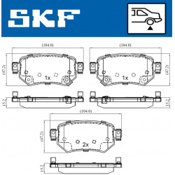 stabdžių trinkelių rinkinys, diskinis stabdys
                                SKF                                         