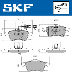 stabdžių trinkelių rinkinys, diskinis stabdys
                                SKF                                         