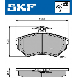 stabdžių trinkelių rinkinys, diskinis stabdys
                                SKF                                         