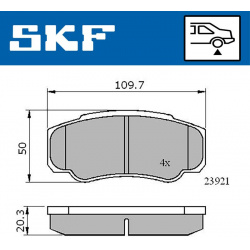 Stabdžių trinkelių rinkinys, diskinis stabdys
                                SKF                                         
