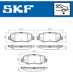 stabdžių trinkelių rinkinys, diskinis stabdys
                                SKF                                         