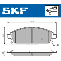 stabdžių trinkelių rinkinys, diskinis stabdys
                                SKF                                         