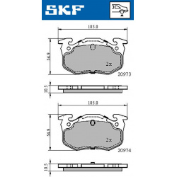 stabdžių trinkelių rinkinys, diskinis stabdys
                                SKF                                         