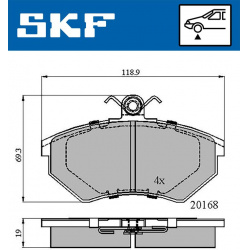 stabdžių trinkelių rinkinys, diskinis stabdys
                                SKF                                         