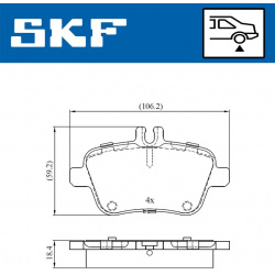 stabdžių trinkelių rinkinys, diskinis stabdys
                                SKF                                         