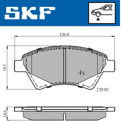 stabdžių trinkelių rinkinys, diskinis stabdys
                                SKF                                         