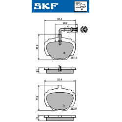stabdžių trinkelių rinkinys, diskinis stabdys
                                SKF                                         